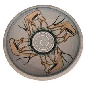 Donn Hedman Studio Pottery Platter Gazelle Stoneware Handpainted Deer Plate Vtg